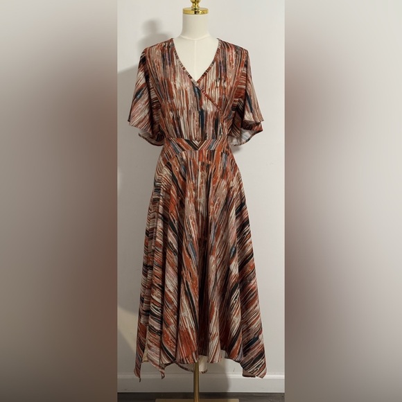 Soft Surroundings Dress Size Medium Flutter Sleeve. Asymmetric hemline. Feminine - Picture 2 of 9